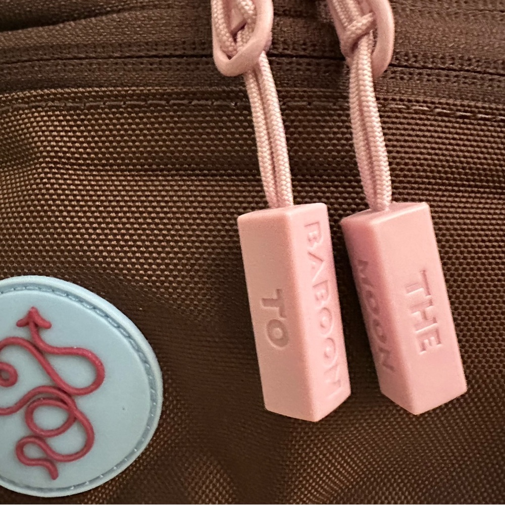 Baboon To The Moon Hip Pack Brown Crossbody Bag with Pink Accents - Picture 10 of 10